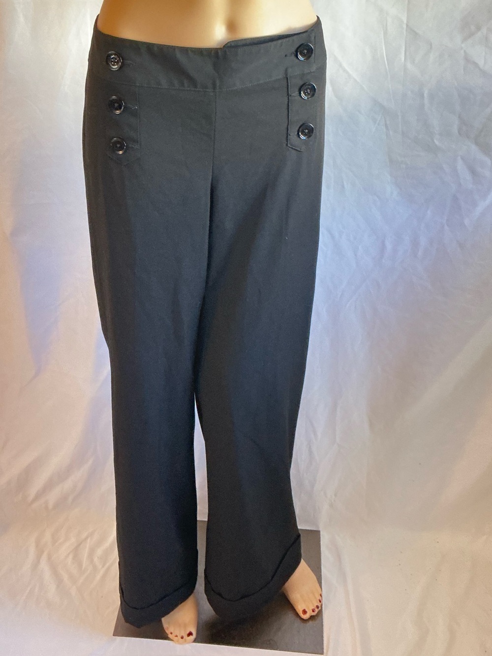 Express Black Wide-Leg Sailor Button Pants EUC
